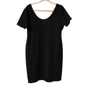 Popular 21 Ribbed Black Dress Short Sleeve Stretch Dress Plus Size 3X Sheath
